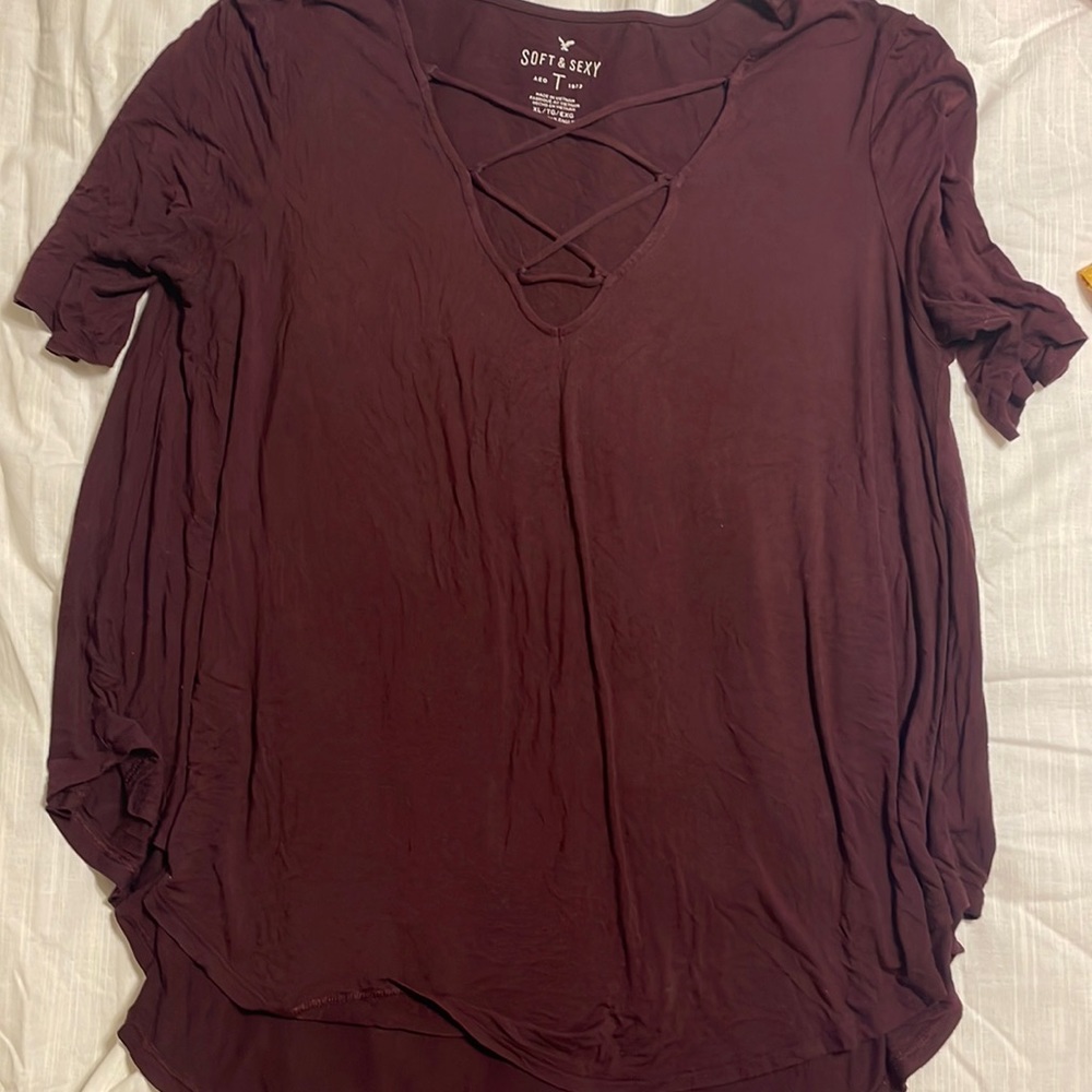 American eagle soft and sexy criss cross top